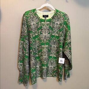 Ella Rafaella Size 3X Vibrant Green and Black Floral Sweater New